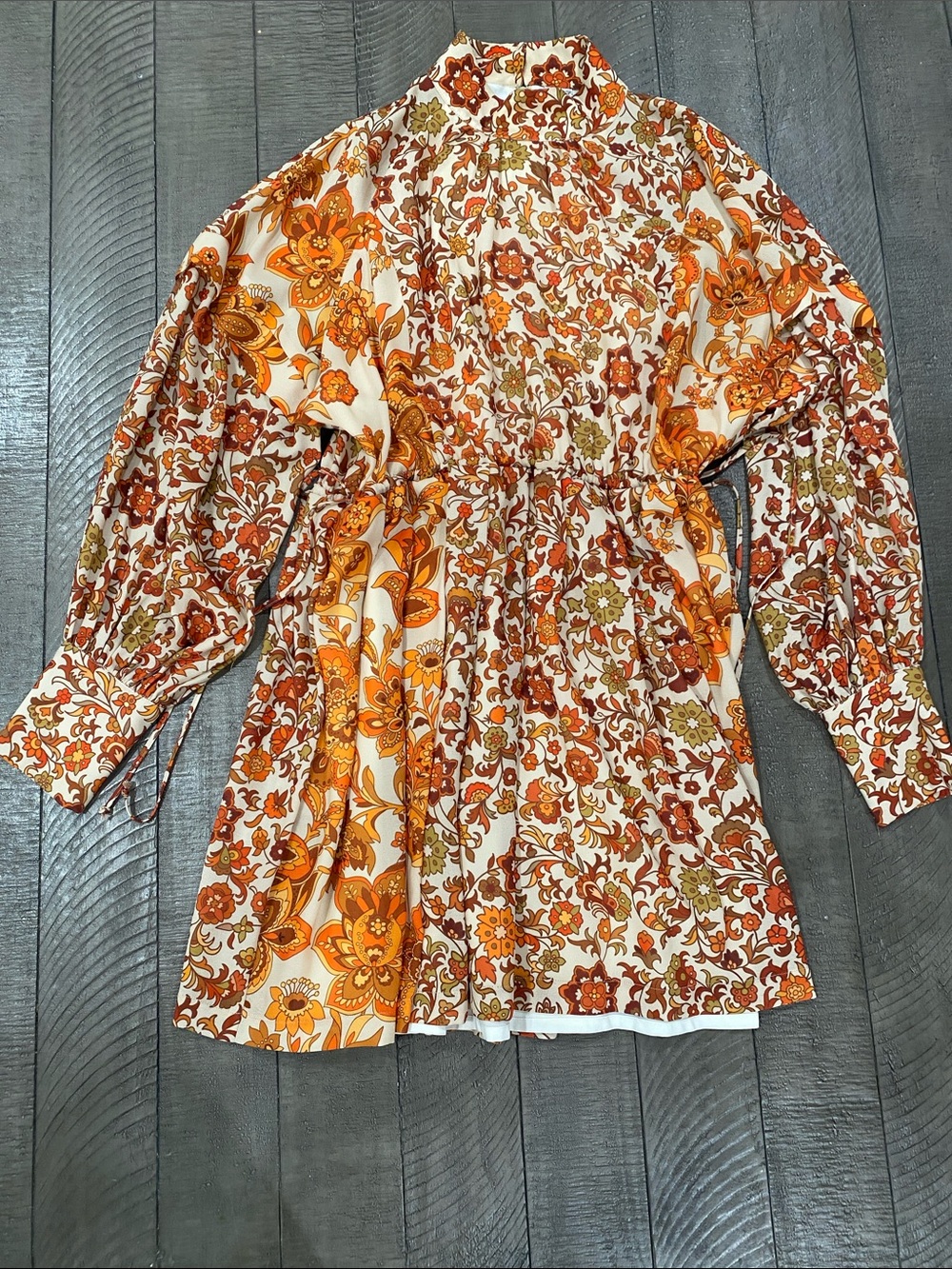 Dodo Bar Or Orange and Cream Floral Long Sleeve Dress